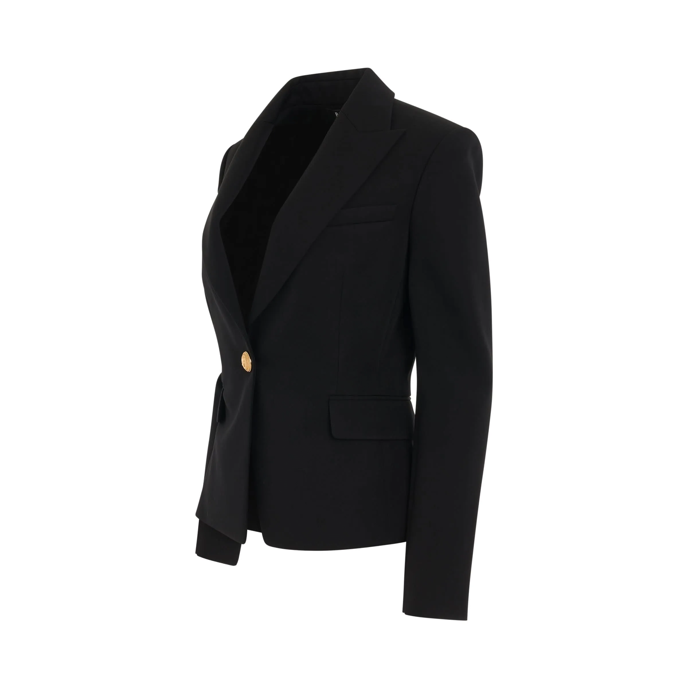 One Button Wool Jacket in Black