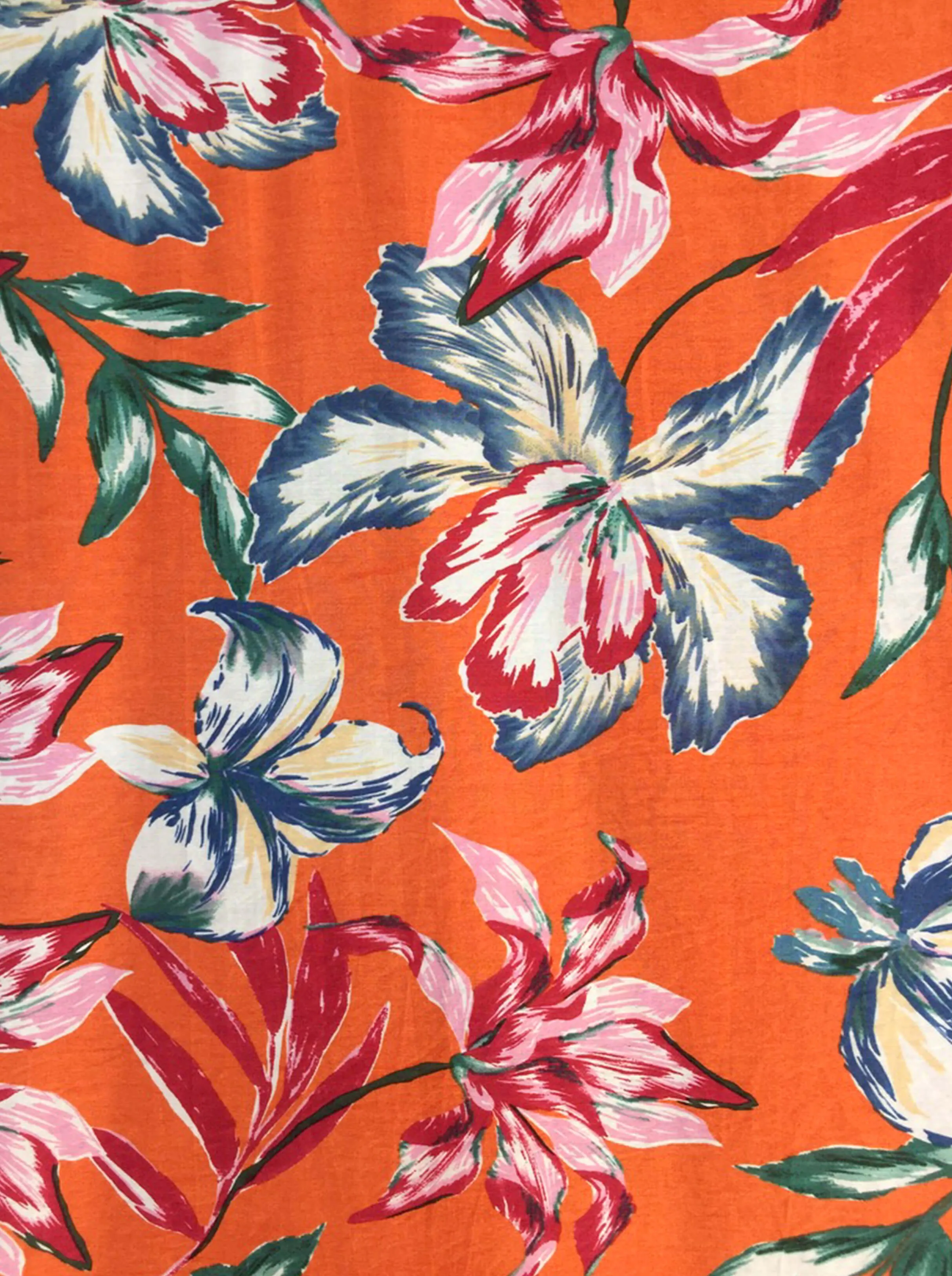 Orange Floral Print Kaftan Dress