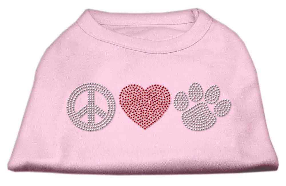 Peace Love and Paw Rhinestone Shirt Light Pink XL (16)