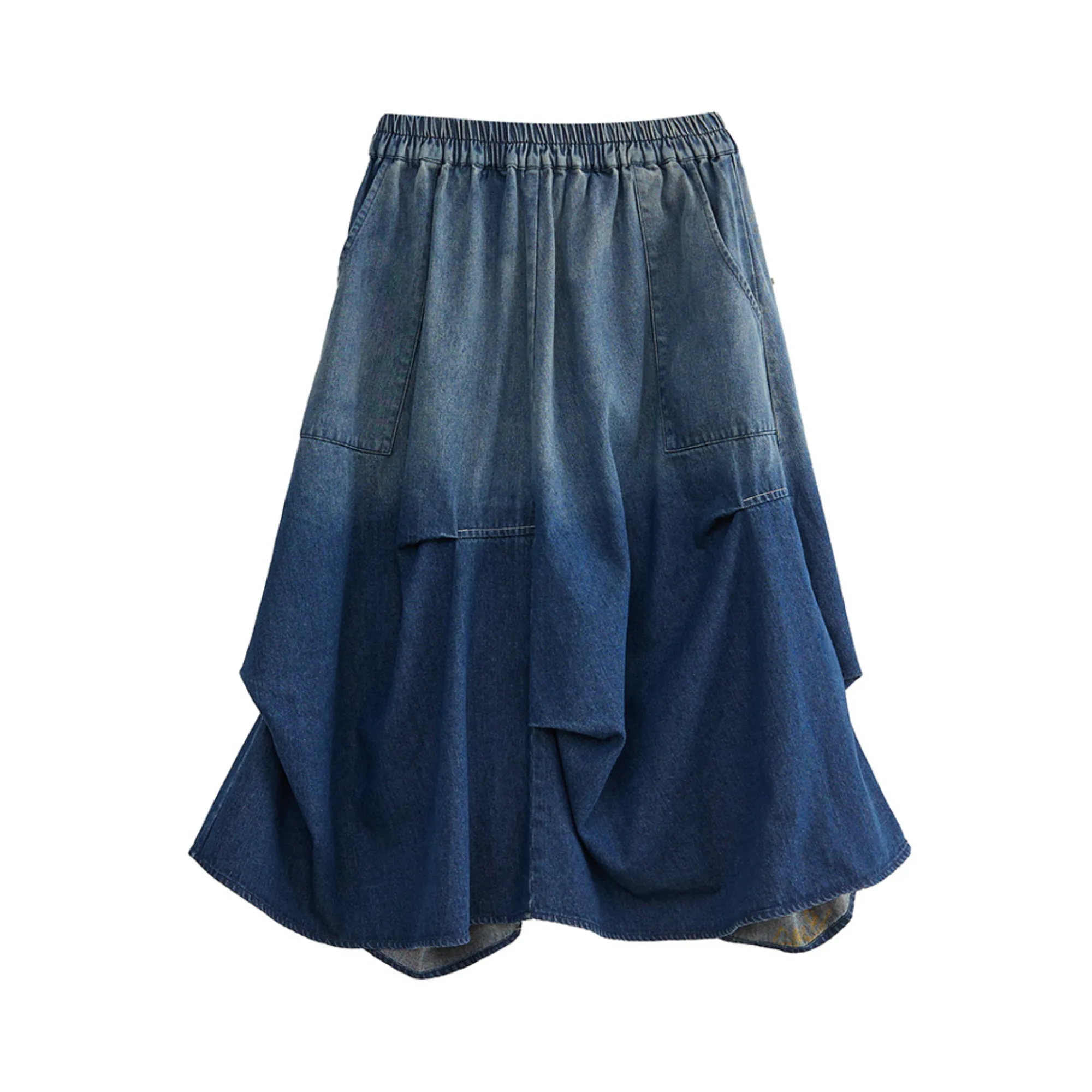 Pre Order:  Asymmetrical Gradient Loose Denim Skirt