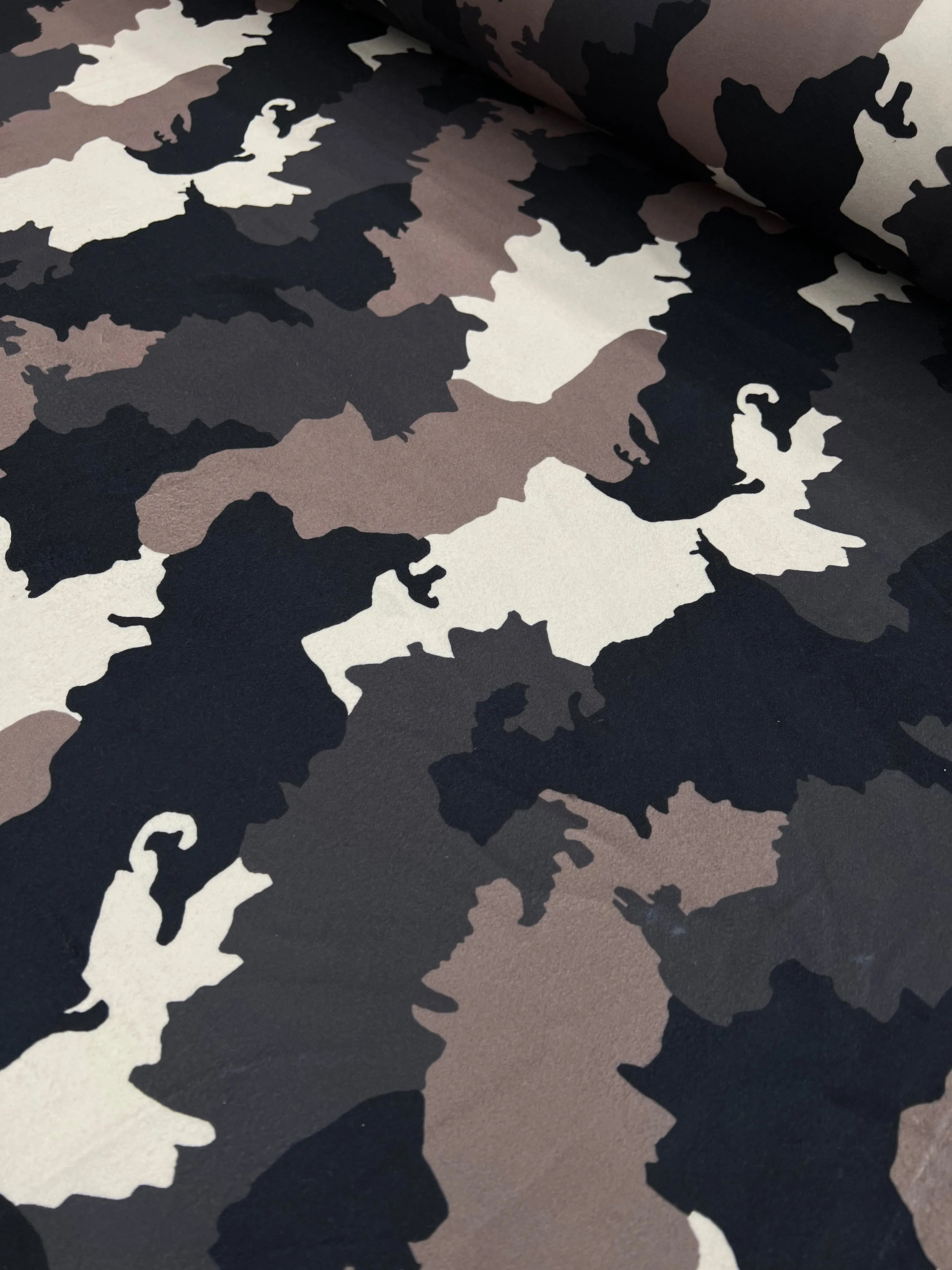 Printed Melton - Concrete Camo