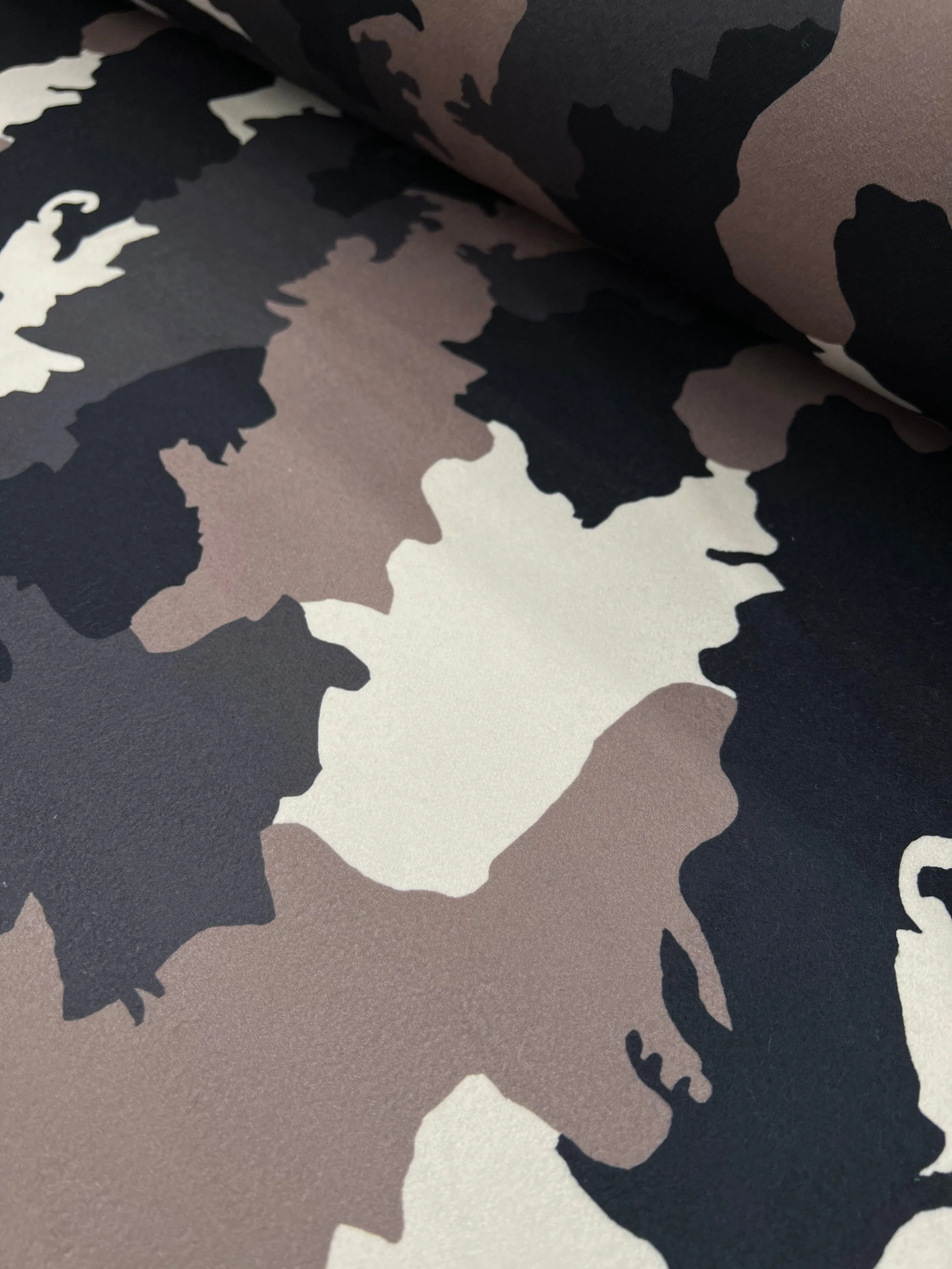 Printed Melton - Concrete Camo