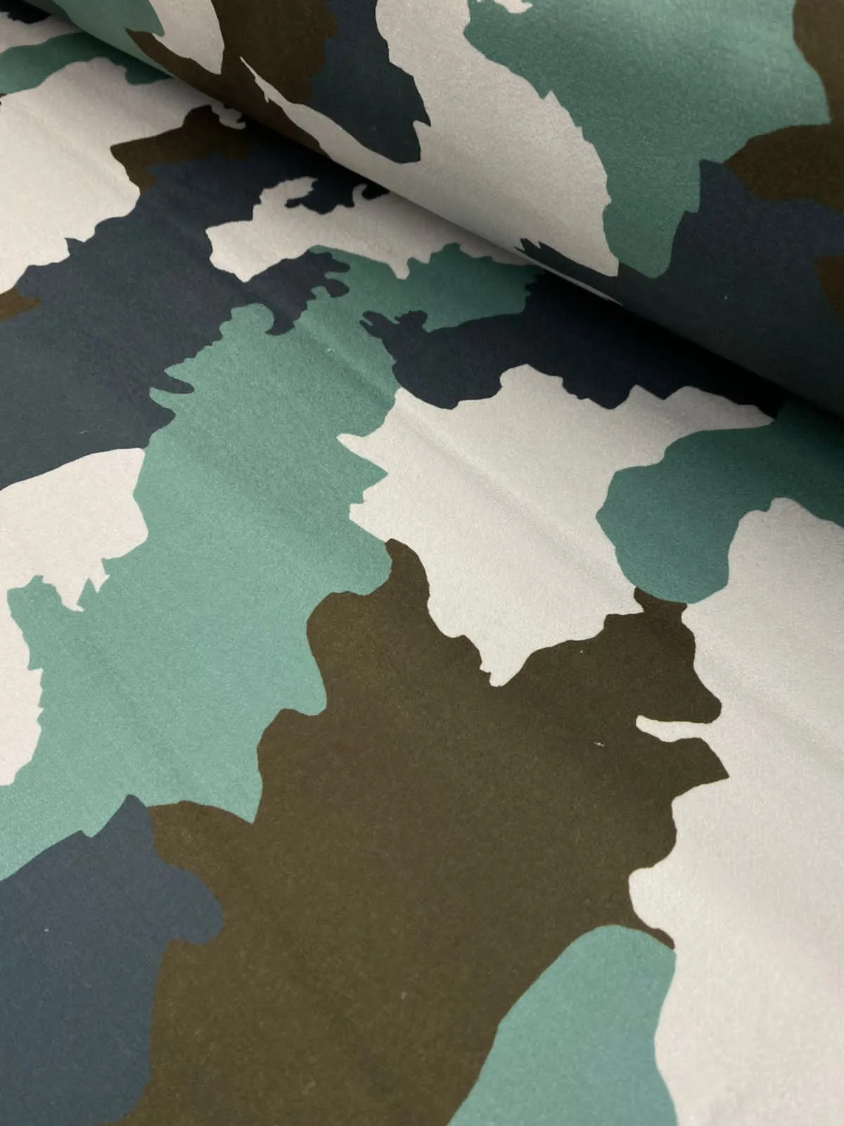 Printed Melton - Military Olive Camo