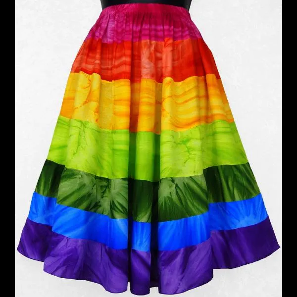 Rainbow Tie-Dye Tiered Skirt