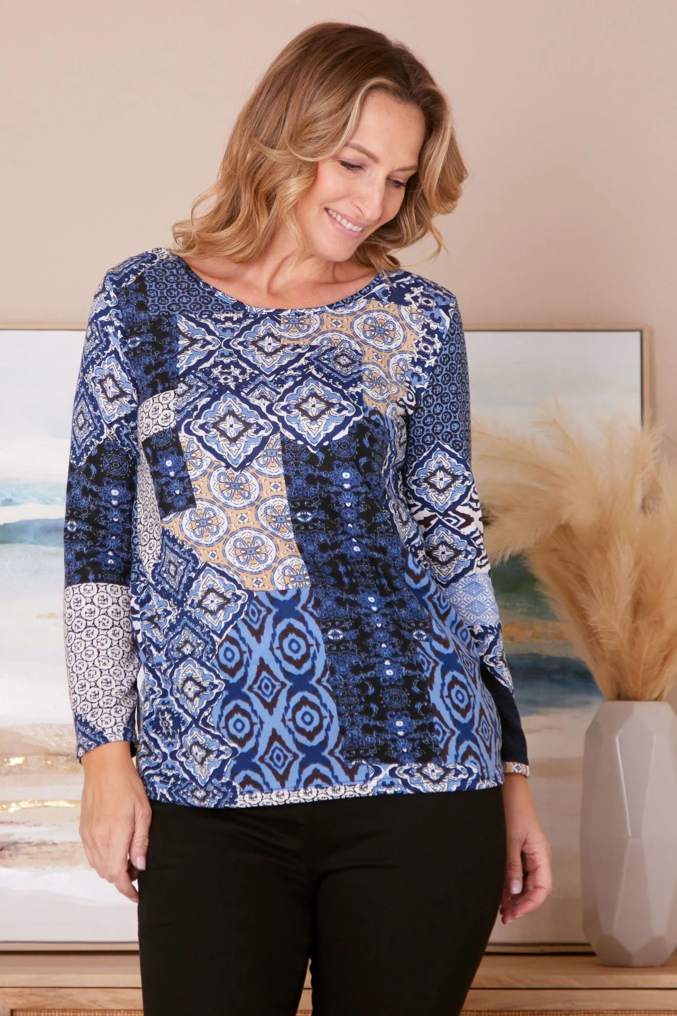 Rory Knit Top - Blue Ceramic