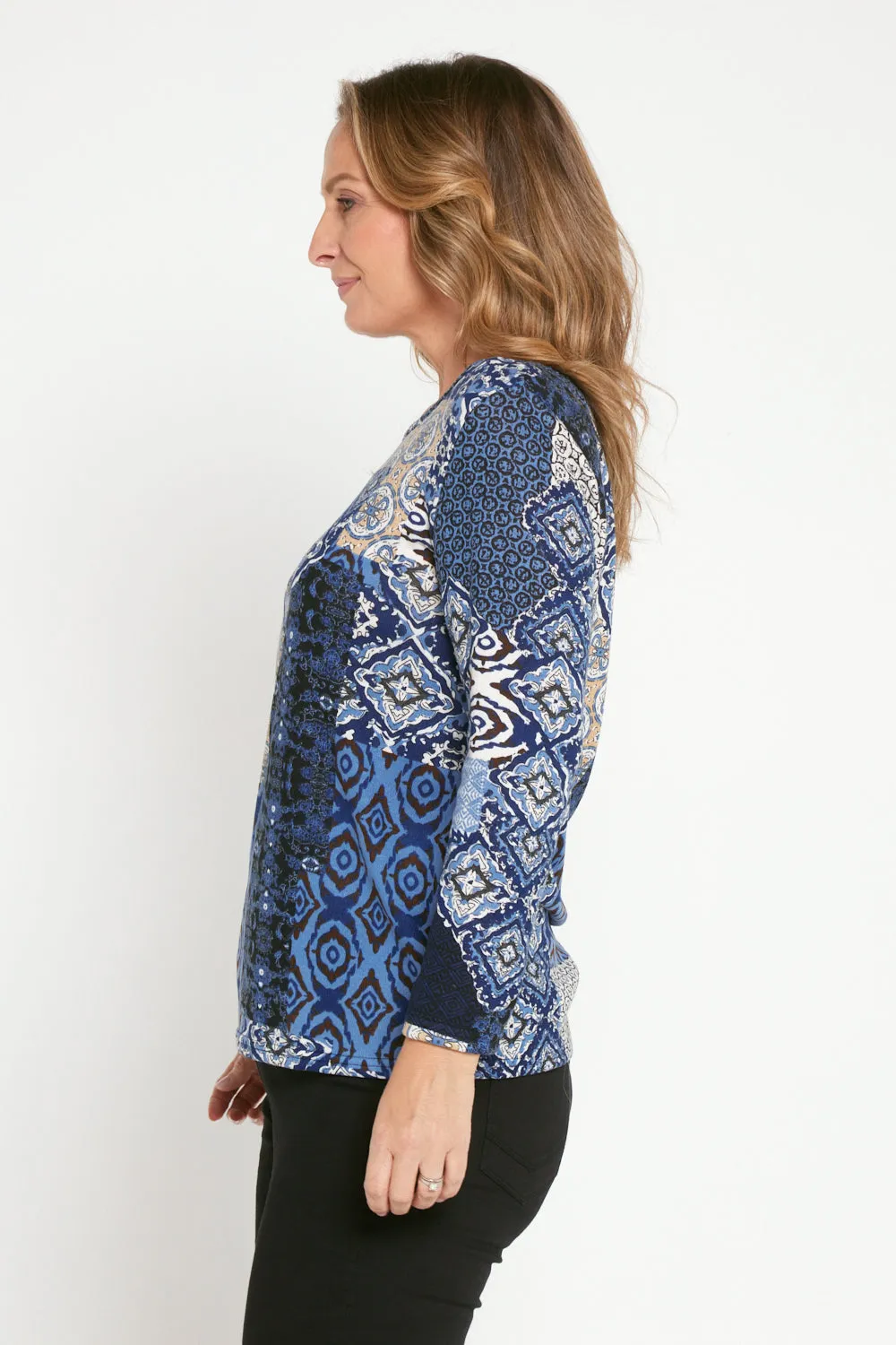 Rory Knit Top - Blue Ceramic