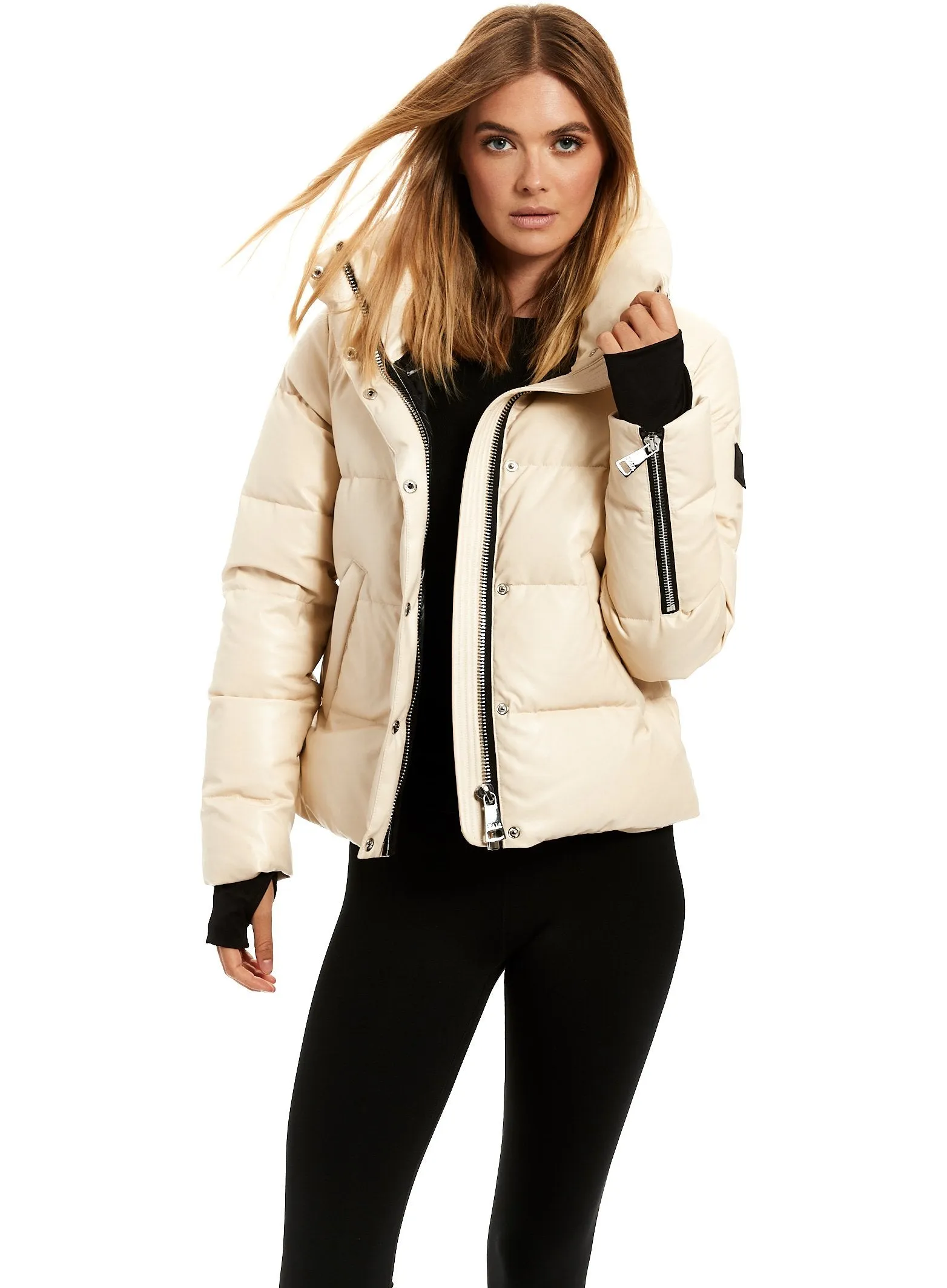 SAM - Isabel Vegan Leather Jacket in Cream