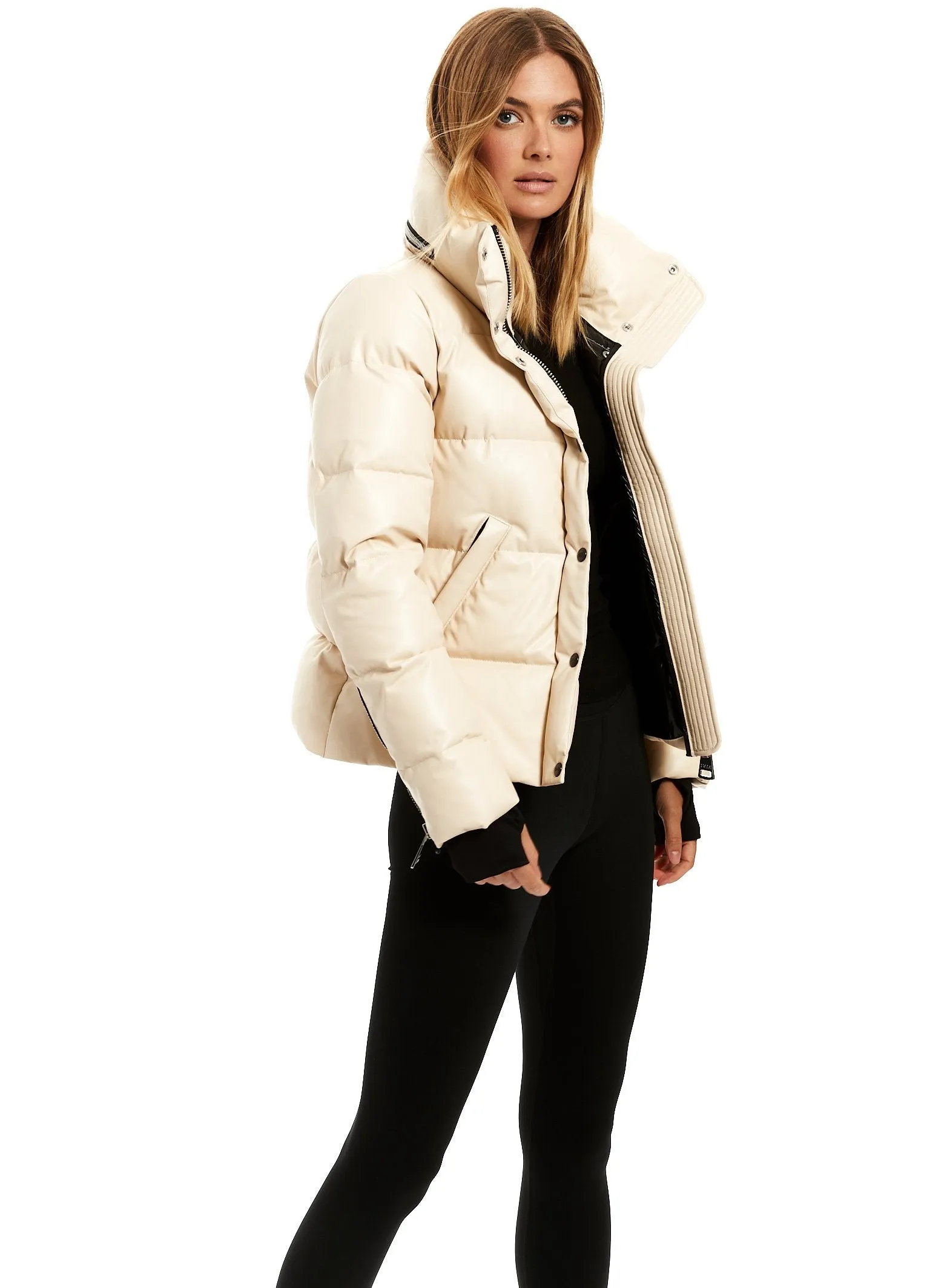 SAM - Isabel Vegan Leather Jacket in Cream