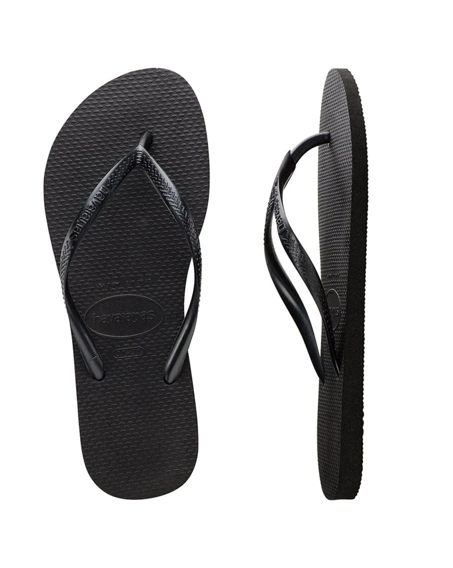 Slim Basic Black Thongs