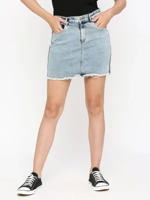 Spykar Women Ligth Blue Slim Fit Above Knee Denim Skirt