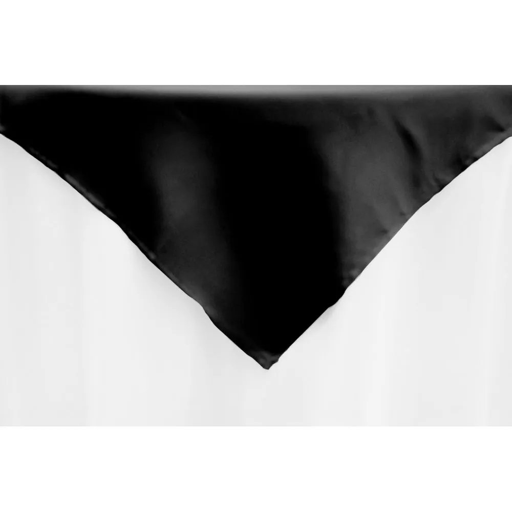 Square 72" Lamour Satin Table Overlay - Black