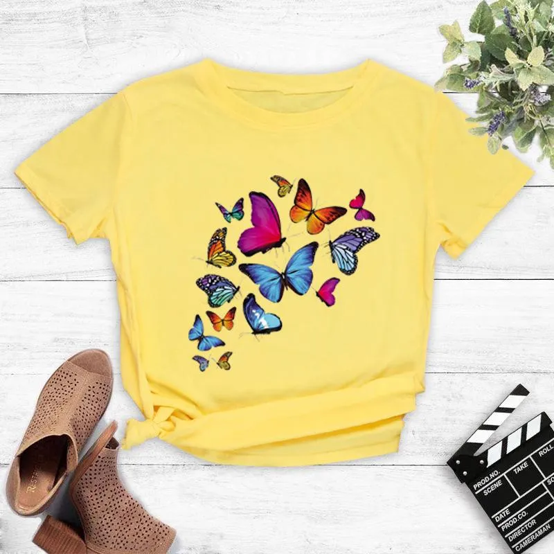 Street color butterfly print T-shirt short-sleeved T-shirt