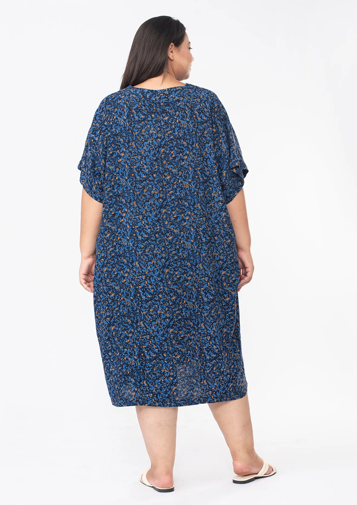 V-Neck Printed Kaftan Dress