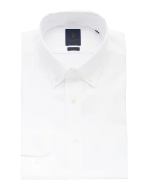 White Basketweave And Button-down Non-iron Shirt