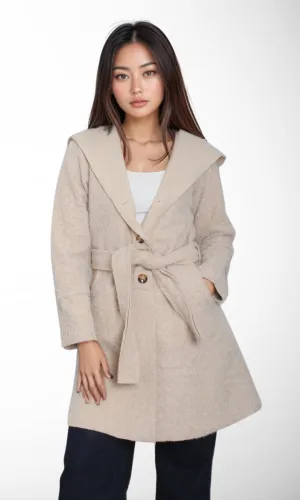 Women Belted Coat (Beige)