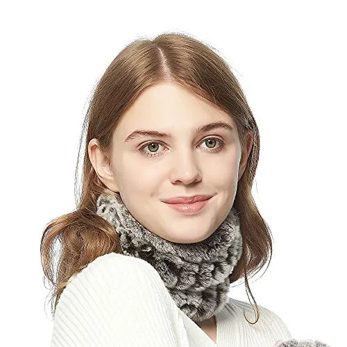 Women Winter Knitted Rex Rabbit Neck Warmer Infinity loop Scarf Scarves For Women Ladies