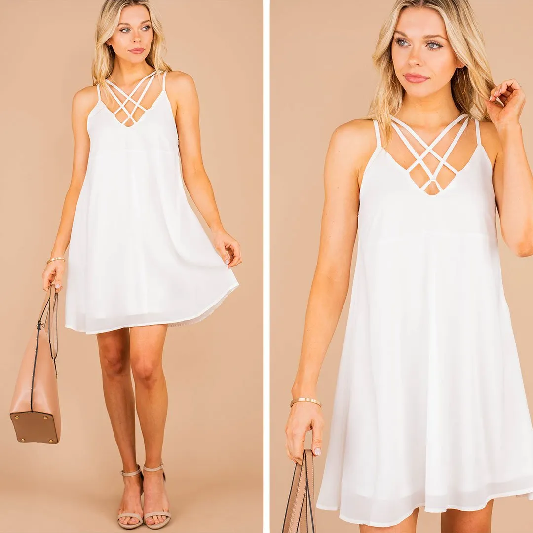 You Found Me Off White Strappy Dress